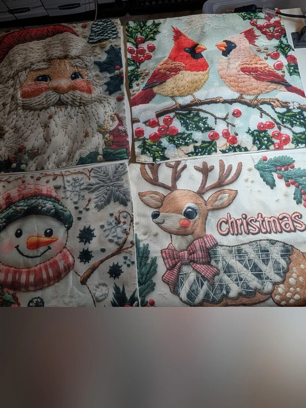 Holiday Decorative Pillow Cover Set - Red, Cream, Green Christmas Designs